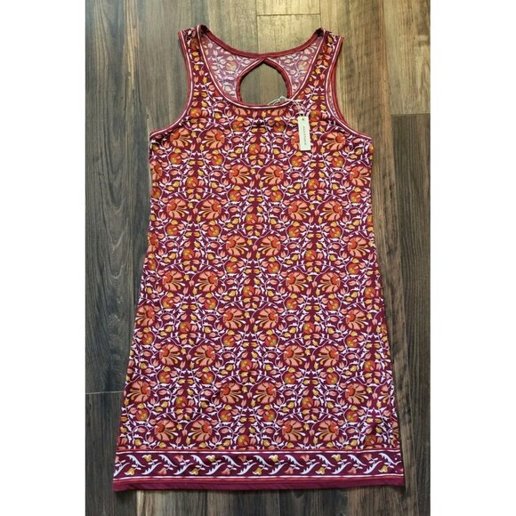 New Max Studio Burgundy Floral Tank Dress Sz L - Picture 1 of 8